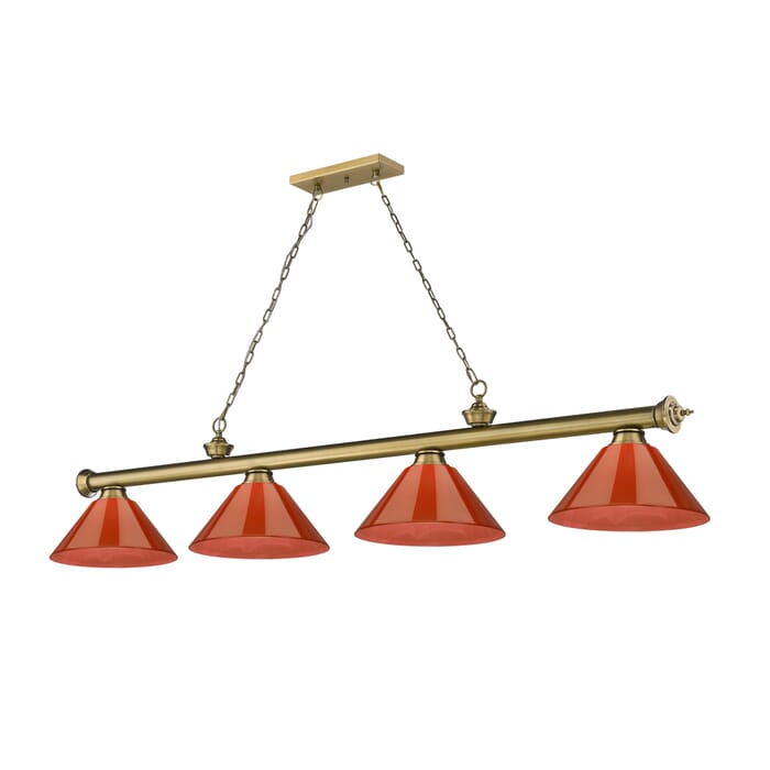 Z-Lite Cordon 4-Light Linear Pendant Light In Rubbed Brass Z-Lite Cordon 4-Light Linear Pendant Light In Rubbed Brass