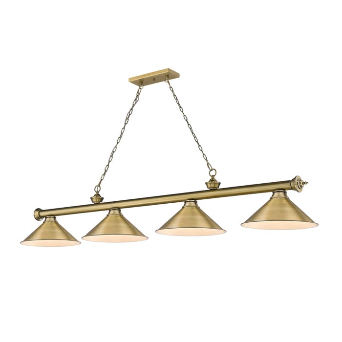 Z-Lite Cordon 4-Light Linear Pendant Light In Rubbed Brass Z-Lite Cordon 4-Light Linear Pendant Light In Rubbed Brass