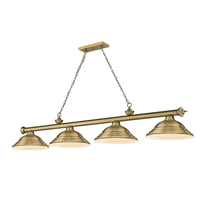 Z-Lite Cordon 4-Light Linear Pendant Light In Rubbed Brass Z-Lite Cordon 4-Light Linear Pendant Light In Rubbed Brass