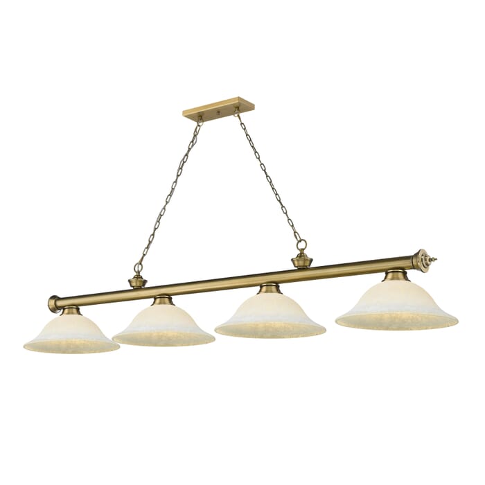 Z-Lite Cordon 4-Light Linear Pendant Light In Rubbed Brass Z-Lite Cordon 4-Light Linear Pendant Light In Rubbed Brass