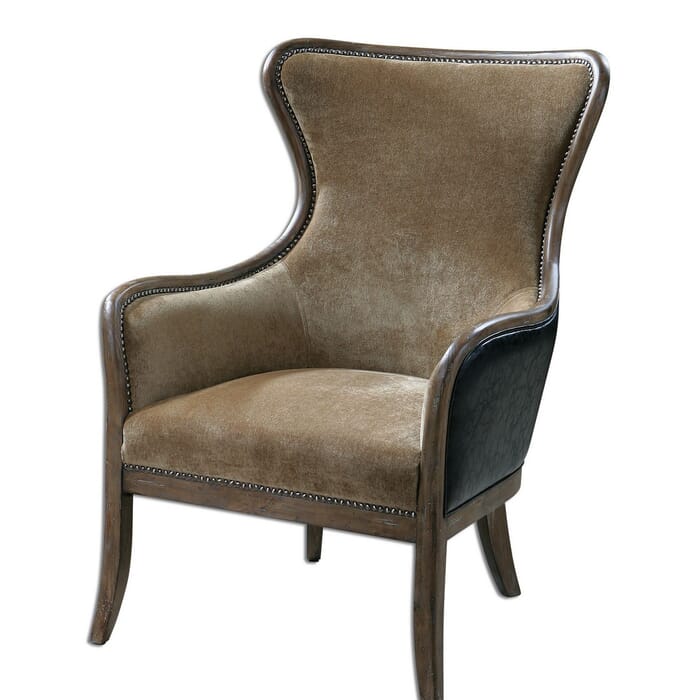 Uttermost Snowden 41" Wing Chair in Caramel Tan Uttermost Snowden 41" Wing Chair in Caramel Tan