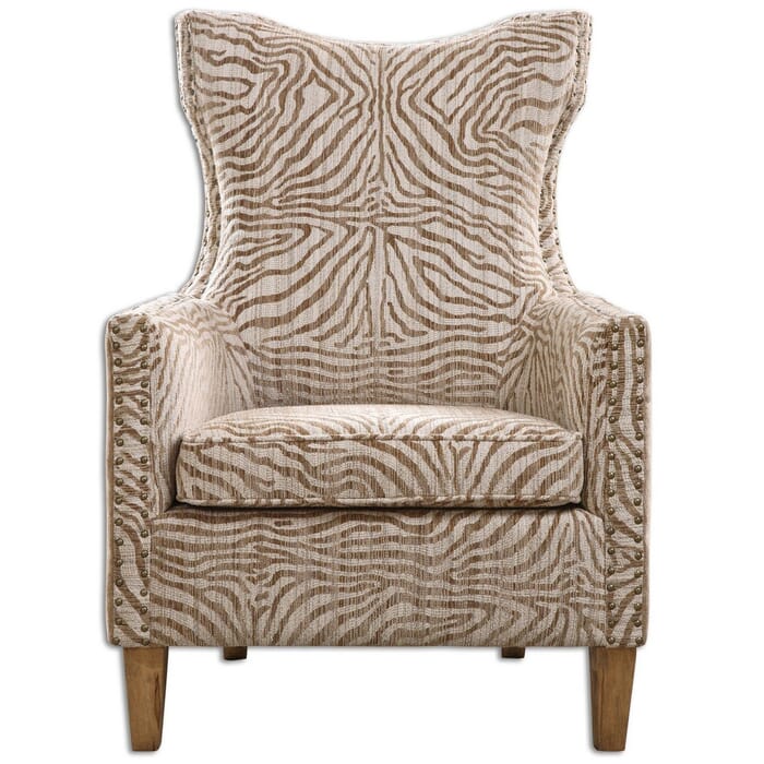 Uttermost Kiango 42.5" Armchair in Animal Pattern/Weathered Maple Uttermost Kiango 42.5" Armchair in Animal Pattern/Weathered Maple