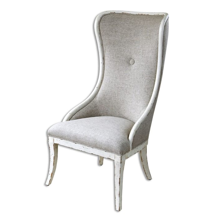 Uttermost Selam 47.5" Flax Linen Wing Chair in Weathered White Uttermost Selam 47.5" Flax Linen Wing Chair in Weathered White