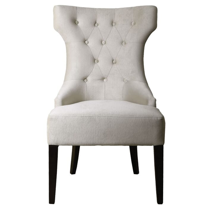 Uttermost Arlette 37.8" Antique White Velvet Wing Chair in Ebony Stain Uttermost Arlette 37.8" Antique White Velvet Wing Chair in Ebony Stain