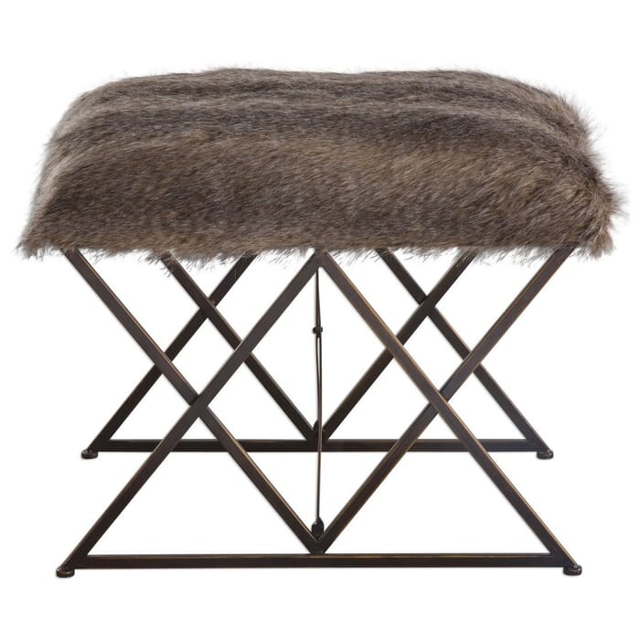 Uttermost Brannen Plush Animal Insprired Faux Fur Bench in Worn Black Uttermost Brannen Plush Animal Insprired Faux Fur Bench in Worn Black