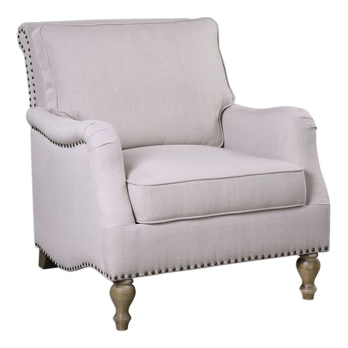 Uttermost Armstead 34.25" Antique White Armchair in Honey Stain Uttermost Armstead 34.25" Antique White Armchair in Honey Stain