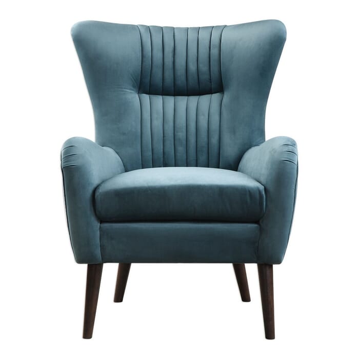 Uttermost Dax 38" Teal Blue Polyester Velvet Accent Chair in Espresso Uttermost Dax 38" Teal Blue Polyester Velvet Accent Chair in Espresso