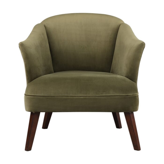 Uttermost Conroy 32" Olive Polyester Vevet Accent Chair in Dark Walnut Uttermost Conroy 32" Olive Polyester Vevet Accent Chair in Dark Walnut