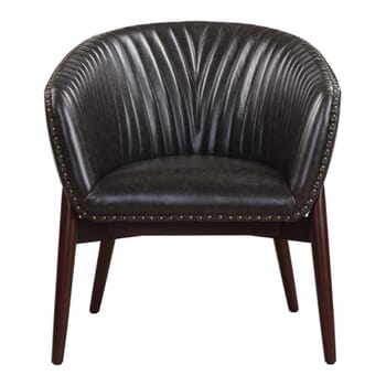 Uttermost Anders 31.5" Onyx Faux Leather Accent Chair in Walnut Stained