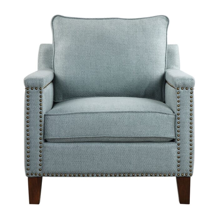 Uttermost Charlotta 34" Sea Mist Accent Chair in Dark Walnut Uttermost Charlotta 34" Sea Mist Accent Chair in Dark Walnut