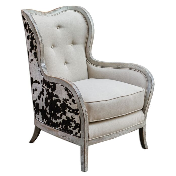 Uttermost Chalina 42" High Back Linen Armchair in Aged Bone-White Uttermost Chalina 42" High Back Linen Armchair in Aged Bone-White