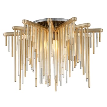 Corbett Theory Ceiling Light in Gold Leaf With Polished Stainless