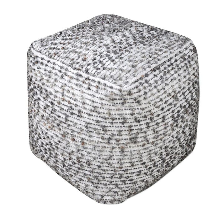 Uttermost Valda 18" Textured Wool Pouf Ottoman in Gray/Neutral Beige Uttermost Valda 18" Textured Wool Pouf Ottoman in Gray/Neutral Beige