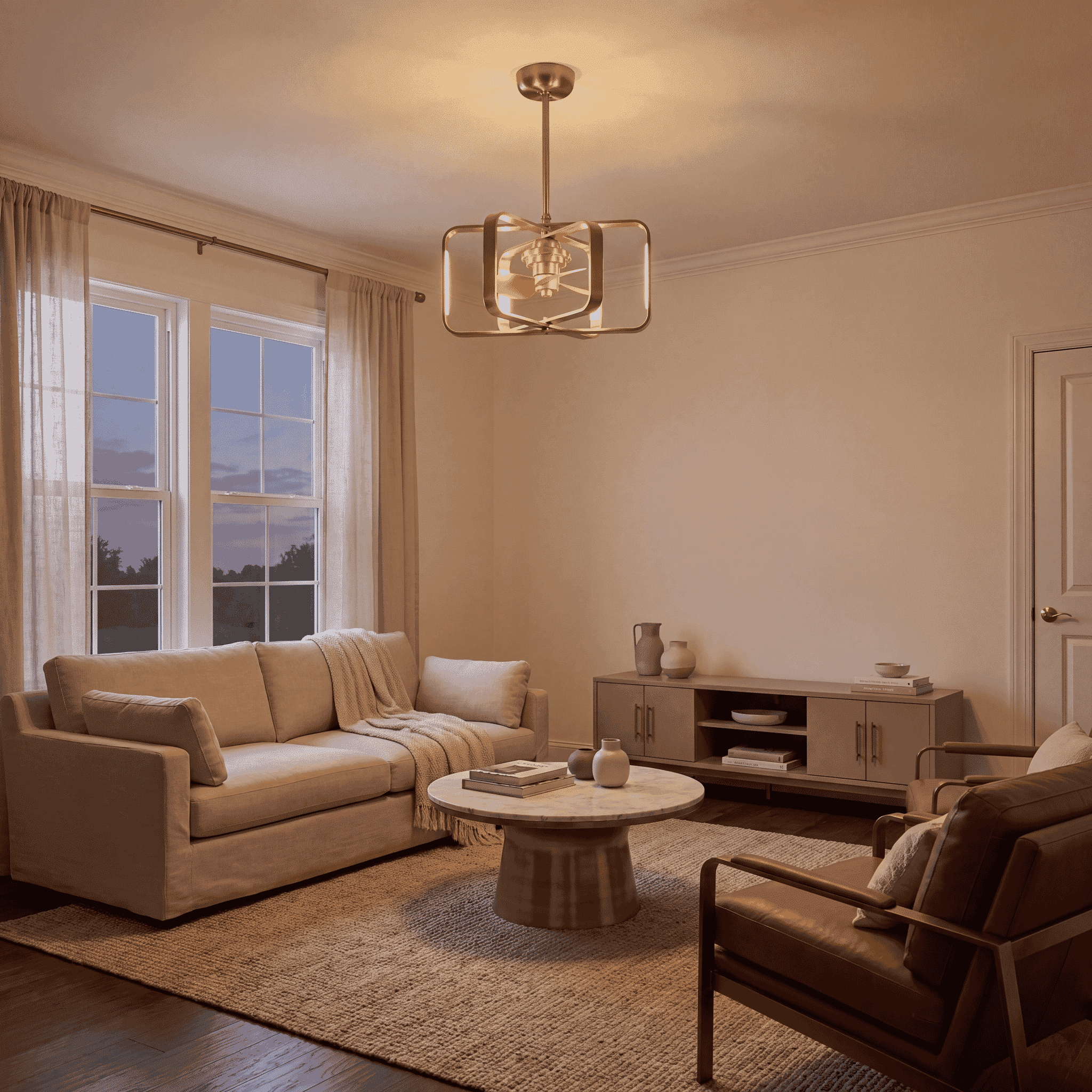 Warm Brass LED Fandelier from the Lynx Collection