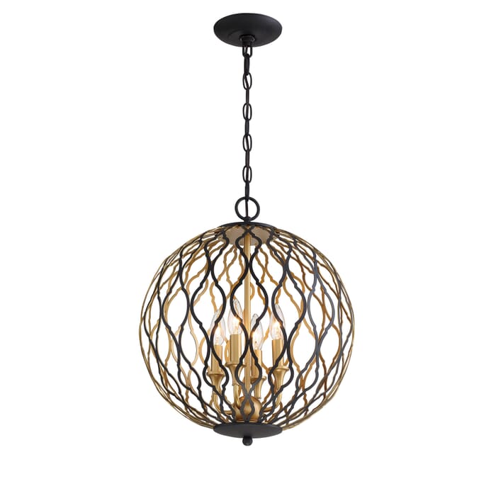 Minka Lavery Gilded Glam 4-Light Pendant Light in Sand Coal With Painted And Pla Minka Lavery Gilded Glam 4-Light Pendant Light in Sand Coal With Painted And Pla