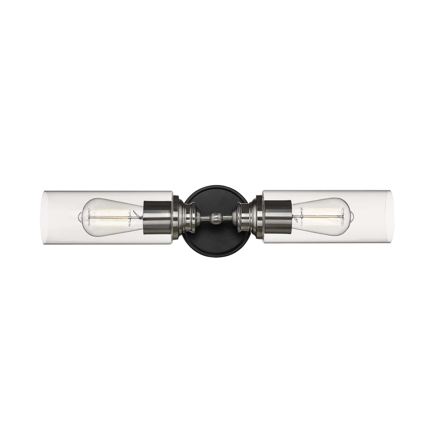 2-Light 23.5" Semi-Flush Ceiling Light in Matte Black and Brushed Nickel