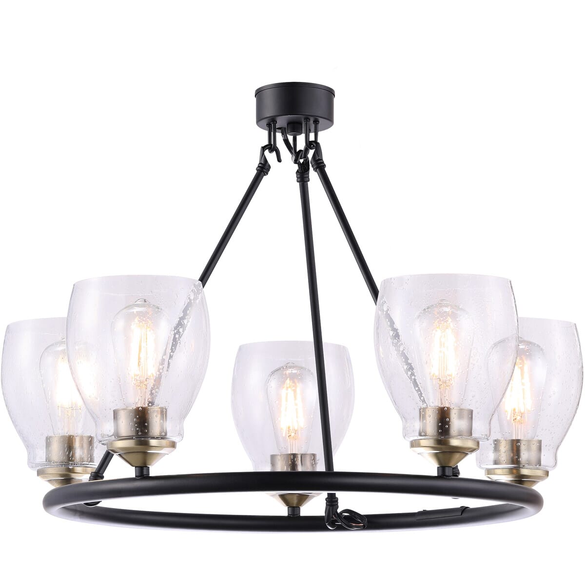 Winsley 5-Light Chandelier in Coal and Stained Brass