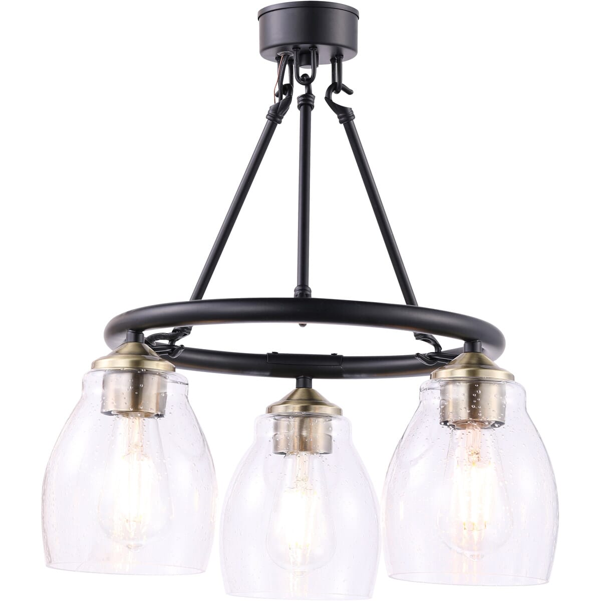 Winsley 3-Light Chandelier in Coal and Stained Brass