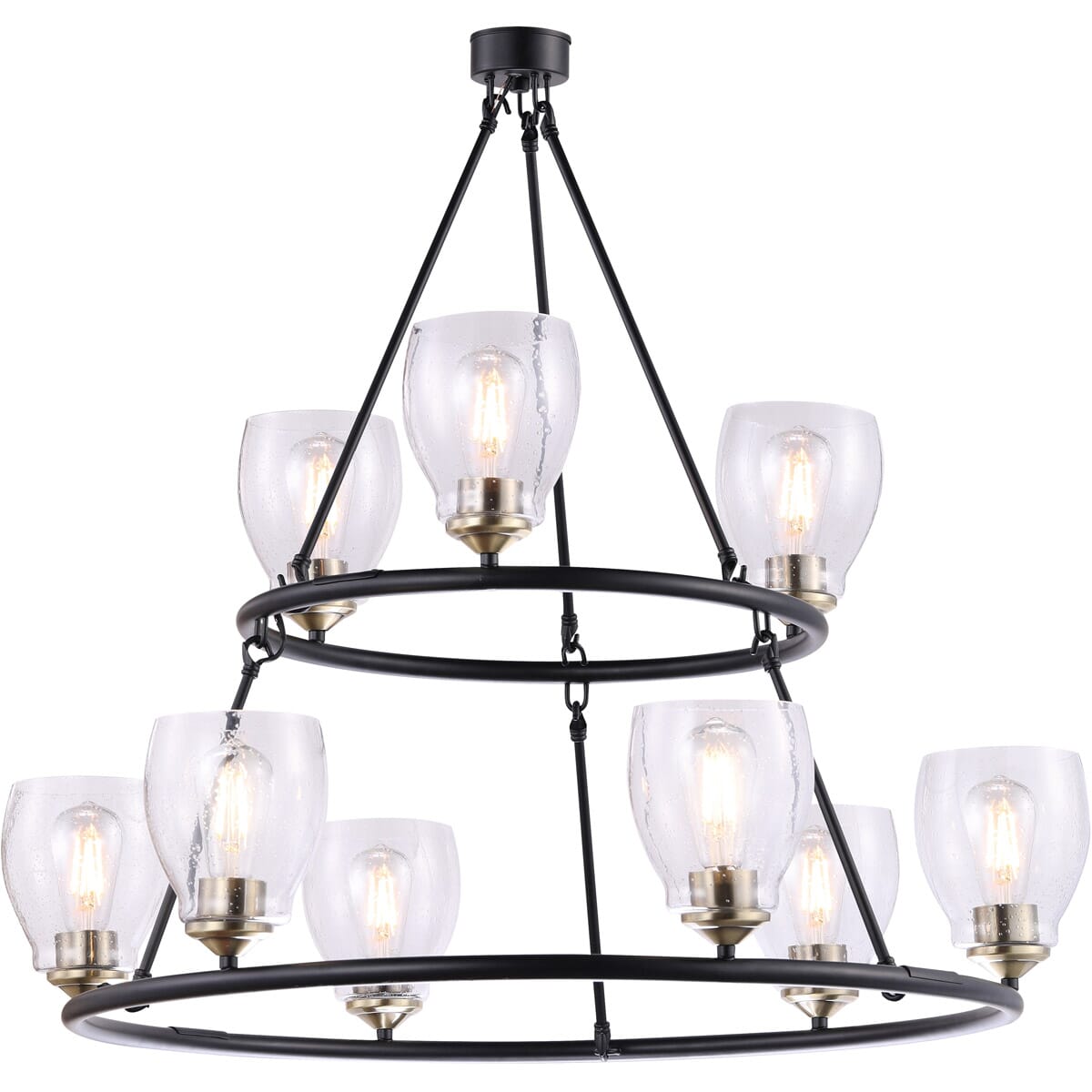 Winsley 9-Light Chandelier in Coal and Stained Brass