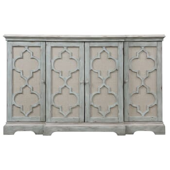 Uttermost Sophie 60" Door Cabinet in Weathered Sea Gray/Ivory Wash