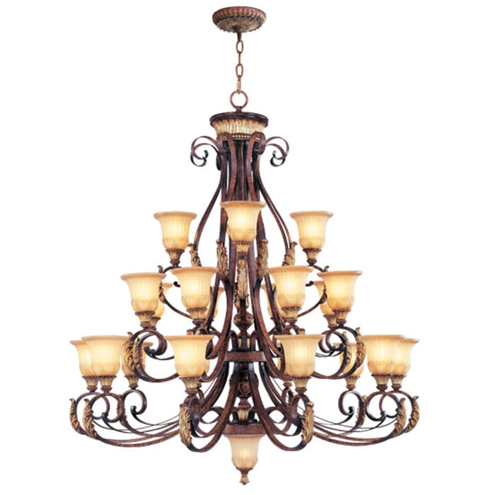 Villa Verona 22-Light Chandelier in Hand Applied Verona Bronze w with Aged Gold Leafs Villa Verona 22-Light Chandelier in Hand Applied Verona Bronze w with Aged Gold Leafs