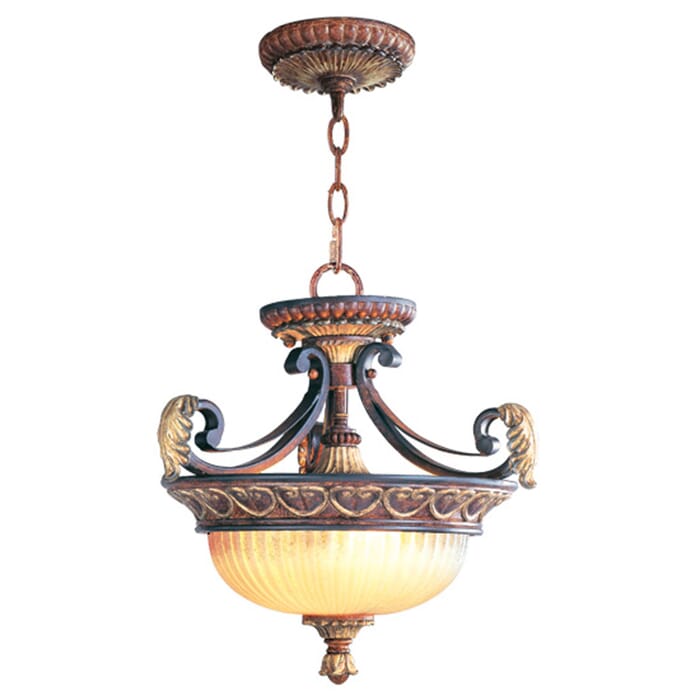 Villa Verona 2-Light Pendant with Ceiling Mount in Hand Applied Verona Bronze w/ Aged Gold Leafs Villa Verona 2-Light Pendant with Ceiling Mount in Hand Applied Verona Bronze w/ Aged Gold Leafs