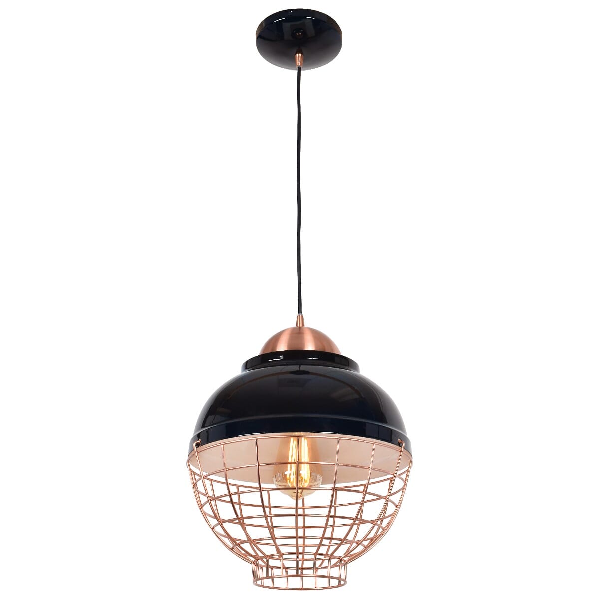 Access Dive Pendant Light in Shiny Black and Copper