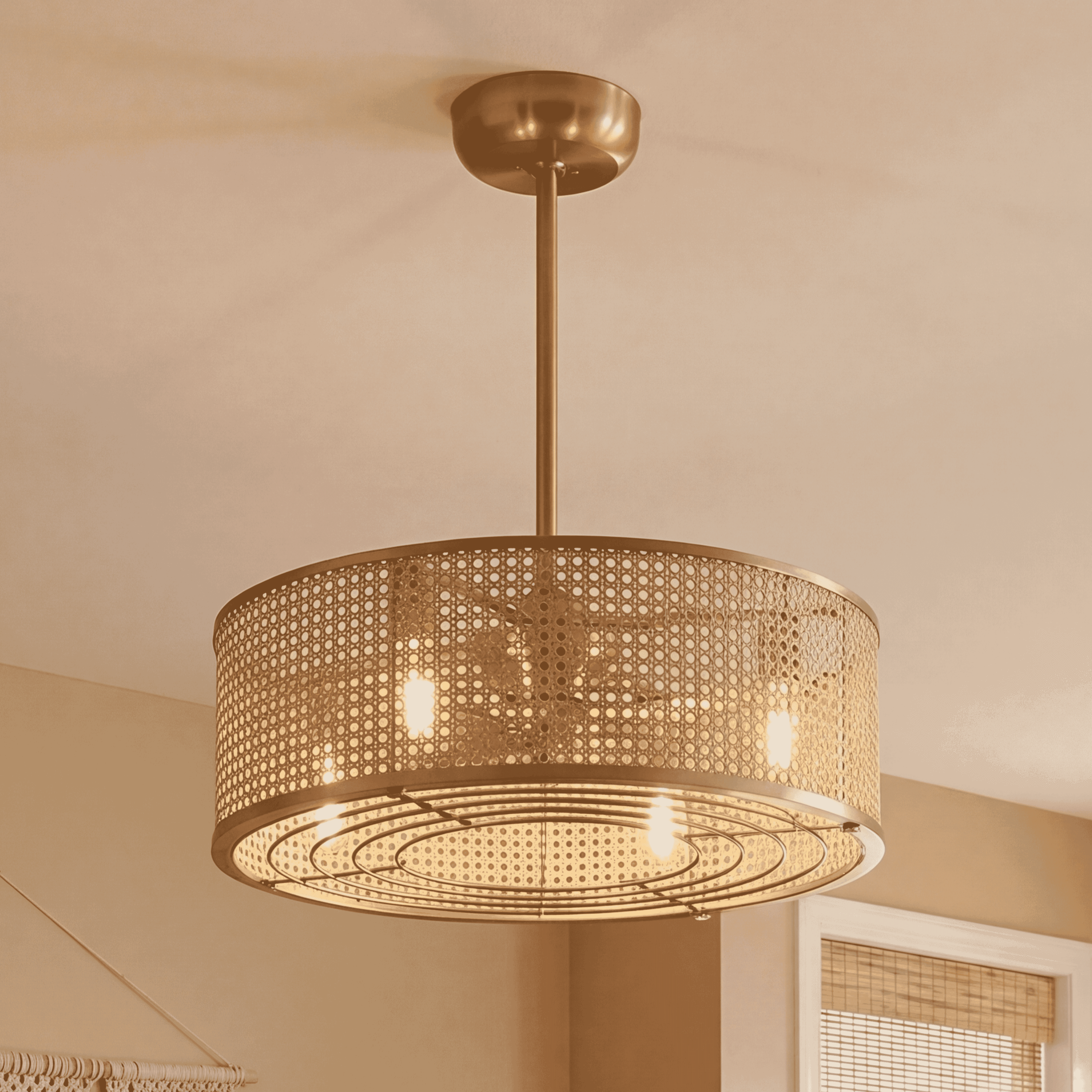 Astoria 4-Light Fandelier in Warm Brass