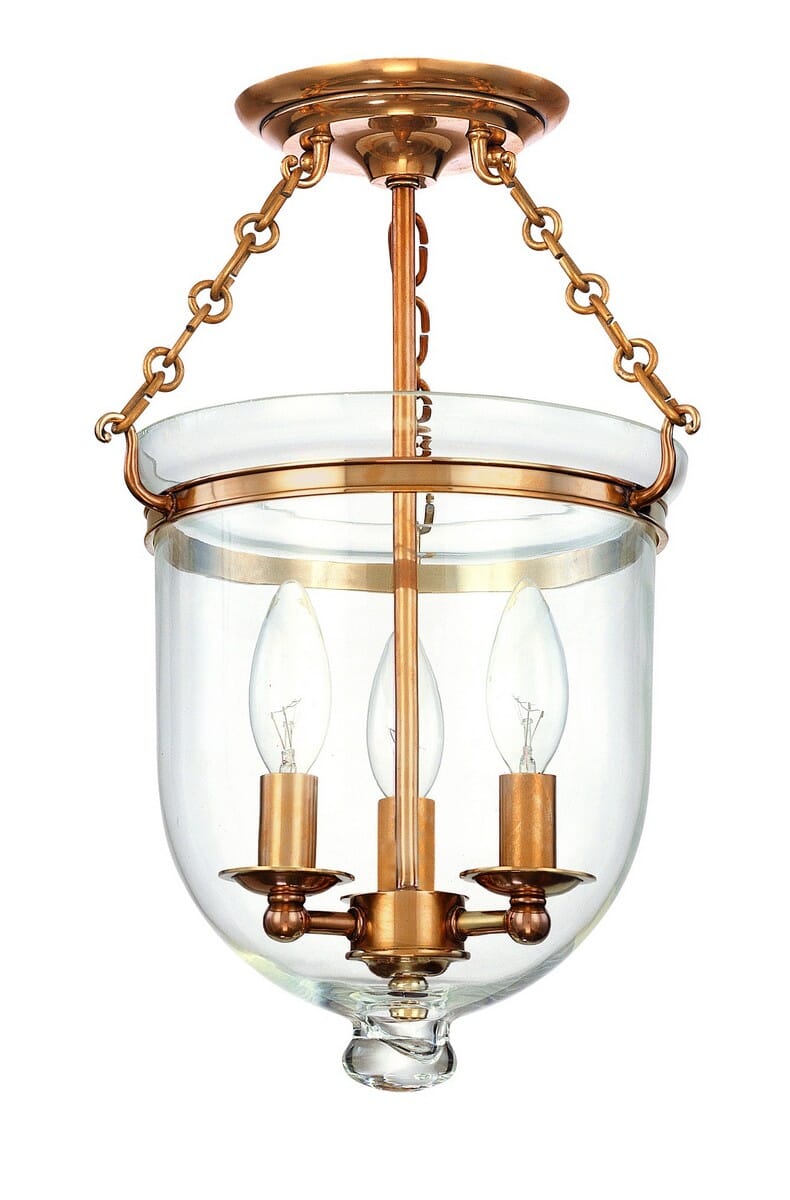 Hampton 3-Light Ceiling Light in Aged Brass
