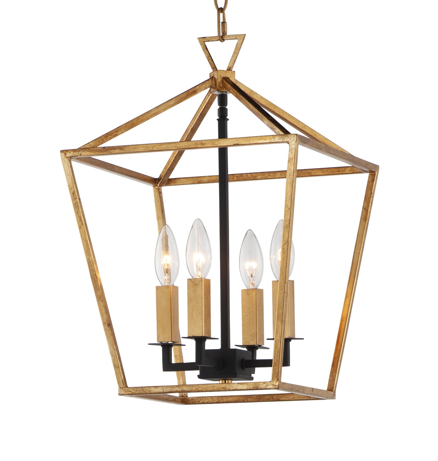 Maxim Abode 4-Light Transitional Chandelier in Gold Leaf and Textured Black - 25152GLTXB