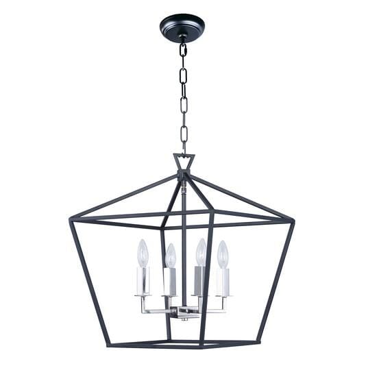 Abode 4-Light 4-Light Single-Tier Chandelier in Textured Black / Polished Nickel