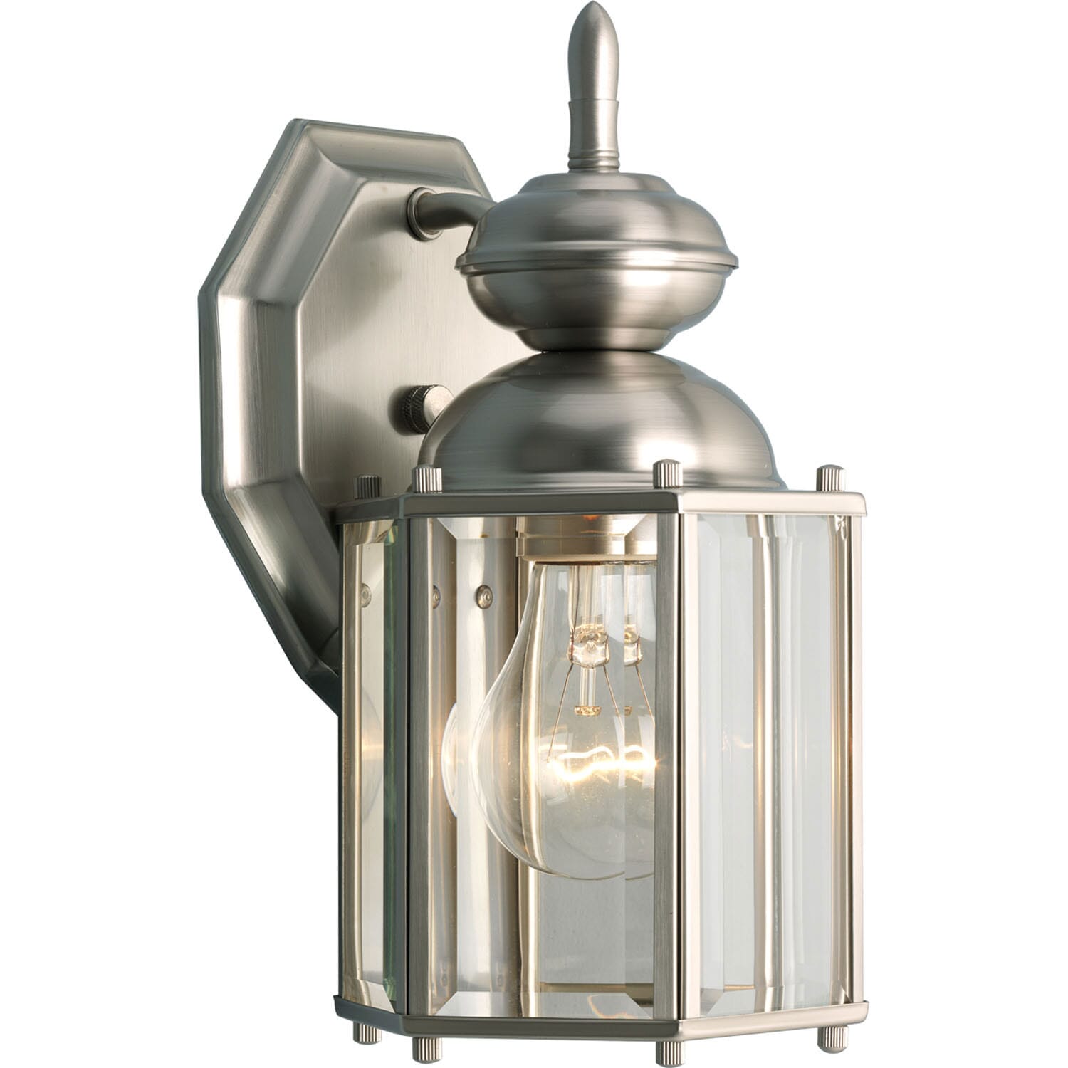 Brushed Nickel One Light Wall Lantern from the Carriage Classics Collection