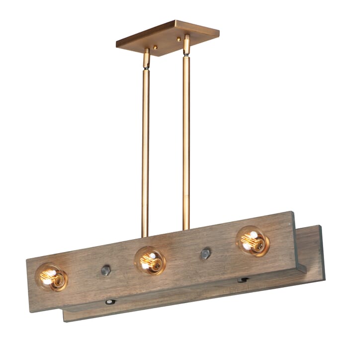 Maxim Plank 6-Light Pendant Light in Weathered Wood and Antique Brass Maxim Plank 6-Light Pendant Light in Weathered Wood and Antique Brass
