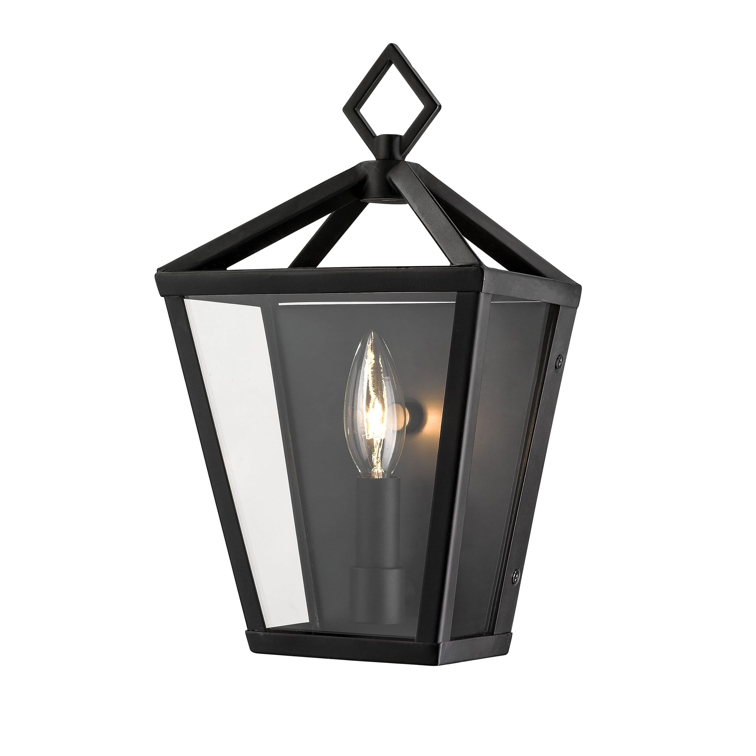 1-Light Outdoor Wall Lantern in Powder Coat Black