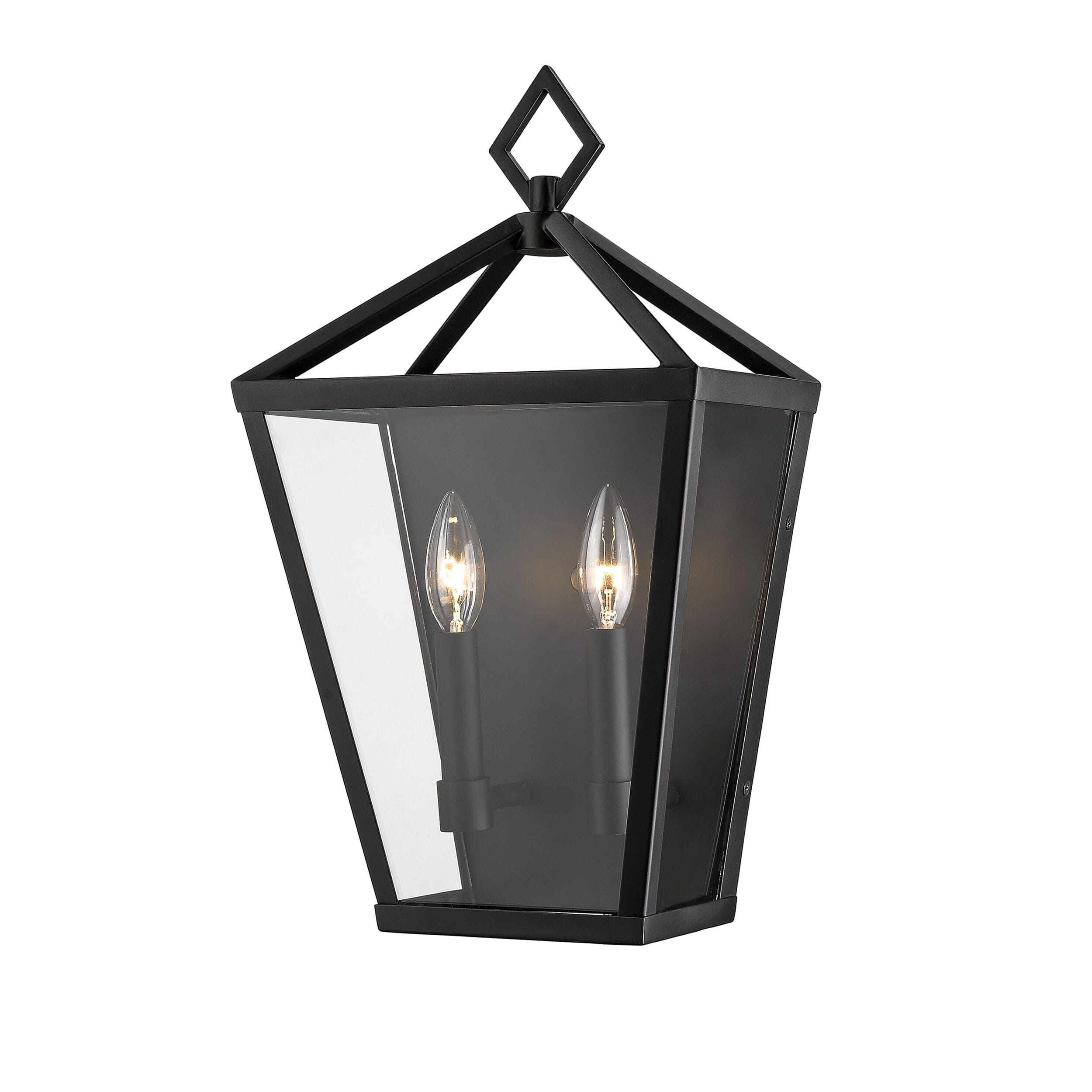 2-Light Outdoor Wall Lantern in Powder Coat Black