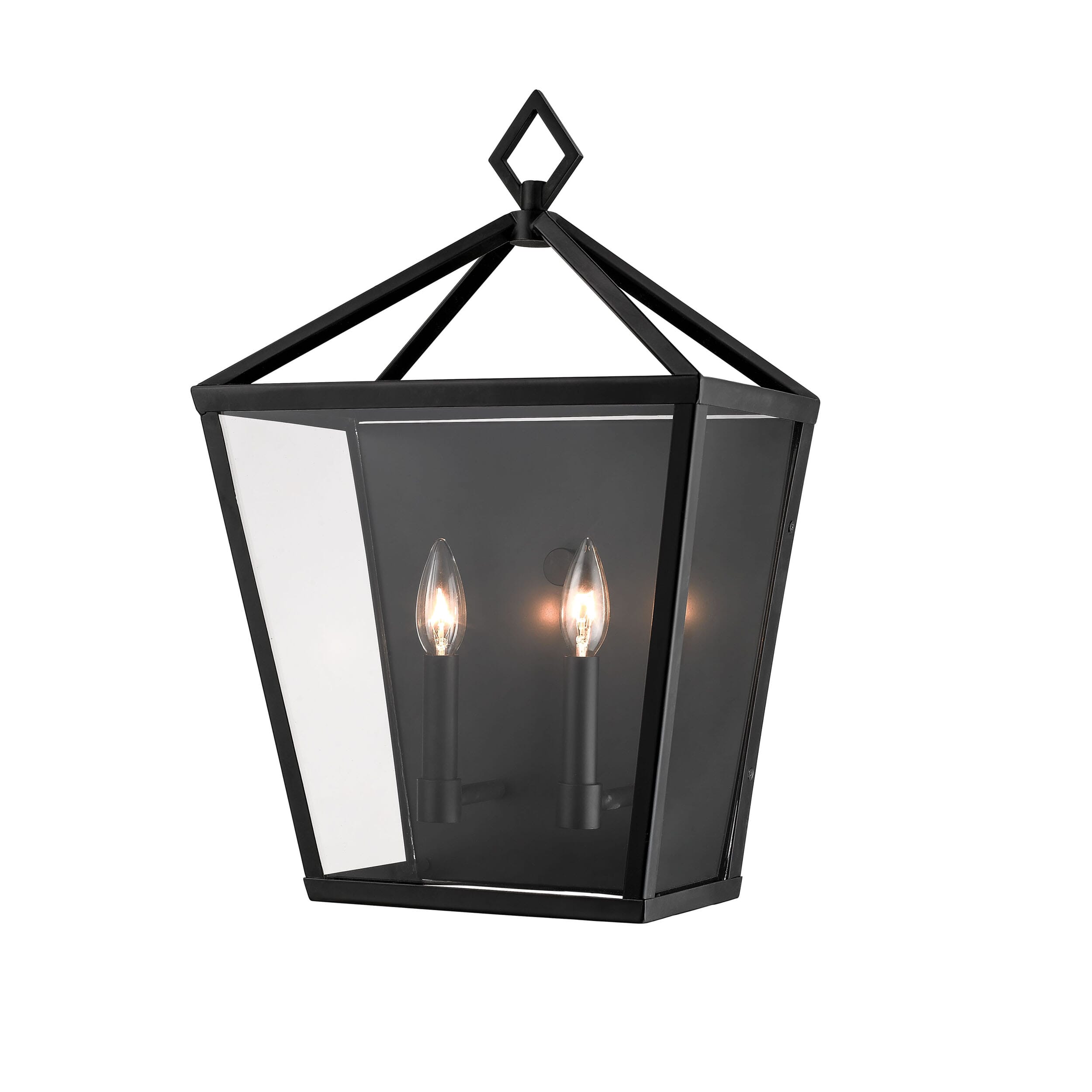 2-Light Outdoor Wall Lantern in Powder Coat Black