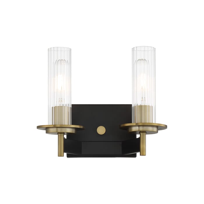 Minka Lavery Baldwin Park 2-Light Bathroom Vanity Light in Coal and Soft Brass Minka Lavery Baldwin Park 2-Light Bathroom Vanity Light in Coal and Soft Brass