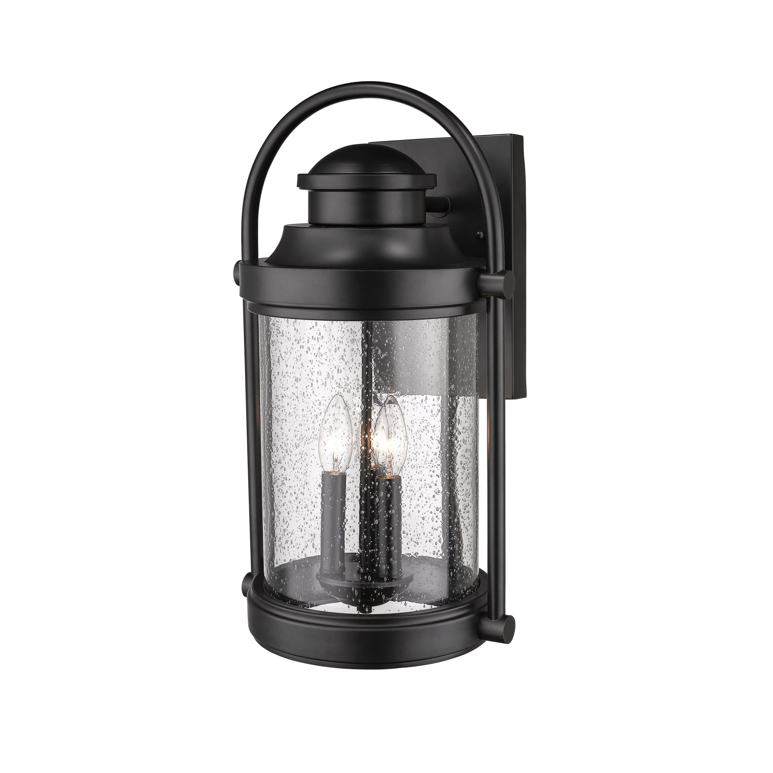 3-Light Outdoor Wall Lantern in Powder Coat Black