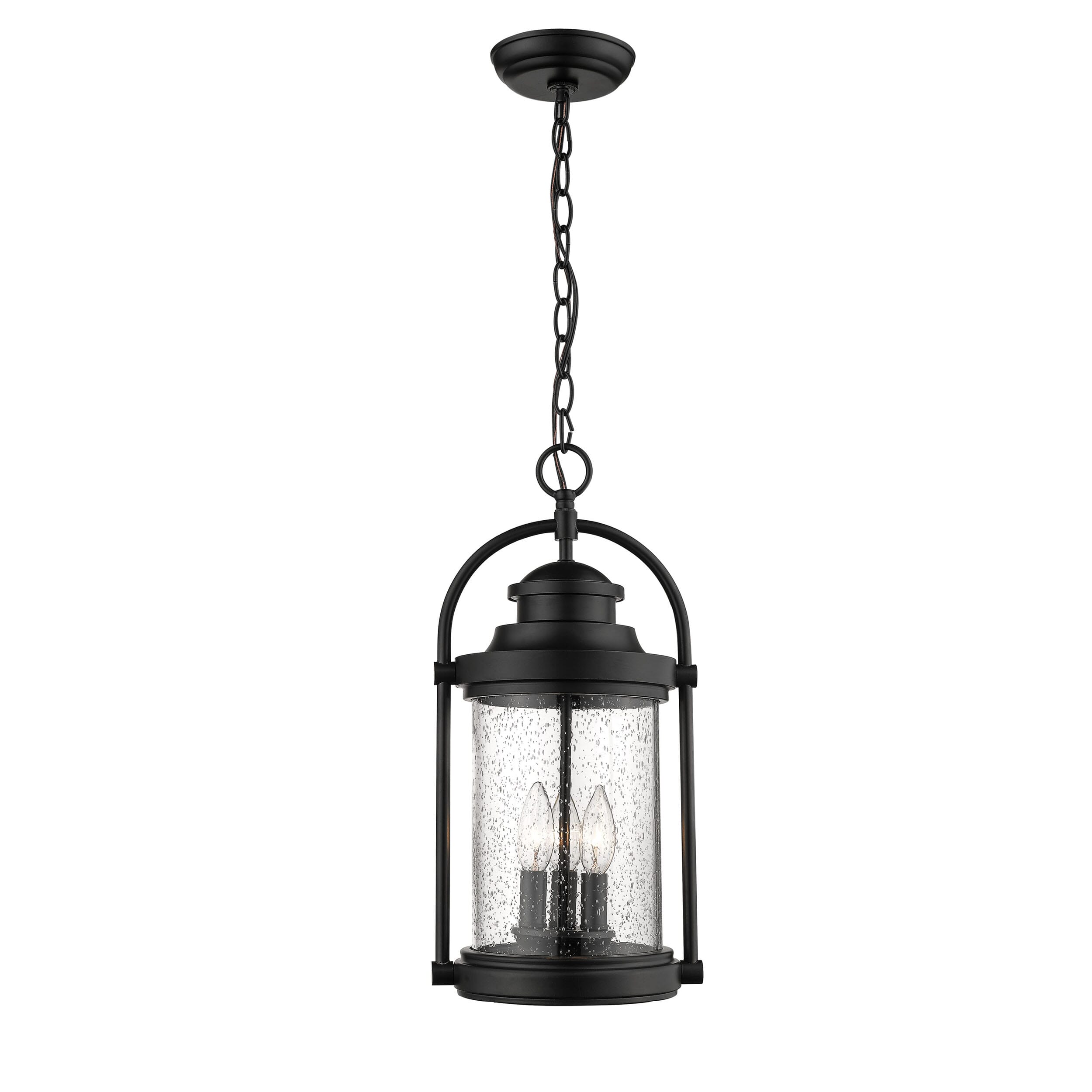 3-Light Outdoor Hanging Lantern in Powder Coat Black