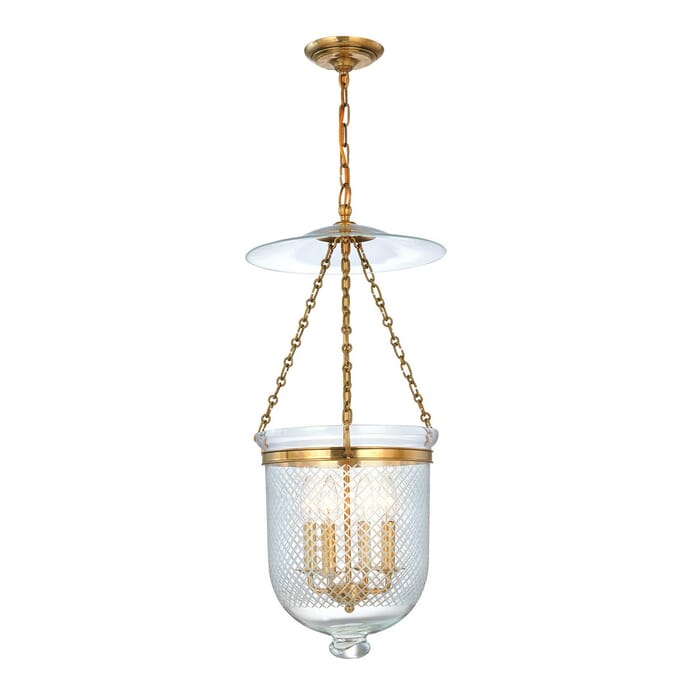 Hudson Valley Hampton 4-Light 31" Pendant Light in Aged Brass Hudson Valley Hampton 4-Light 31" Pendant Light in Aged Brass