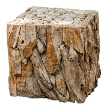 Uttermost Teak Root 16.5" Bunching Cube in Natural Teak Wood