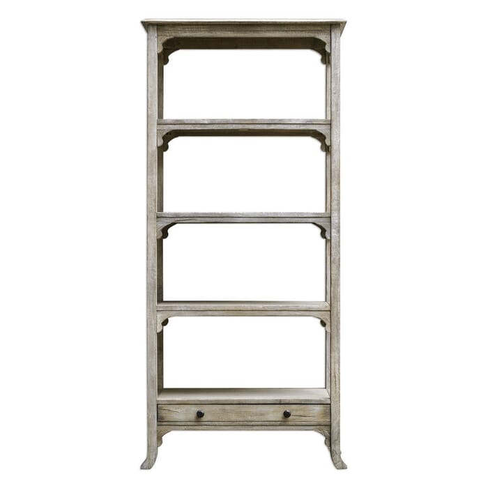Uttermost Bridgely 72" Mango Wood Etagere in Aged White Uttermost Bridgely 72" Mango Wood Etagere in Aged White