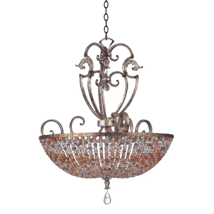 Kalco Chesapeake 7-Light 32" Pendant w/ Beaded Bowl Shade in Silver Kalco Chesapeake 7-Light 32" Pendant w/ Beaded Bowl Shade in Silver