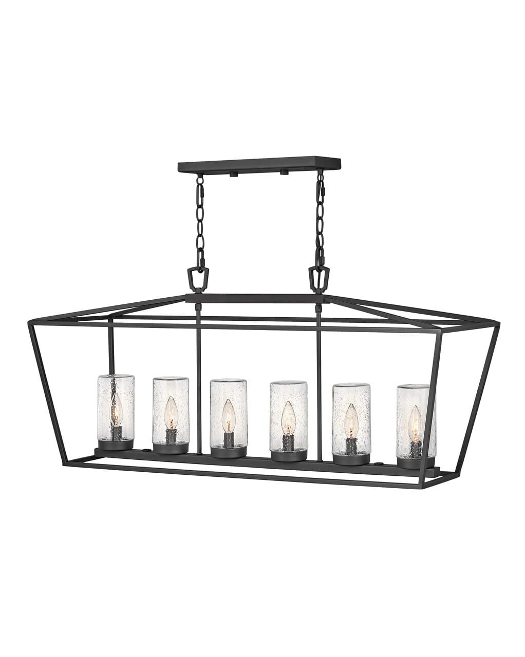 Alford Place 6-Light Outdoor Linear Chandelier In Museum Black