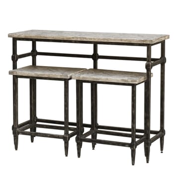 Uttermost Tameron Marquetry Top Bistro Set in Gray Driftwood (Set of 3)