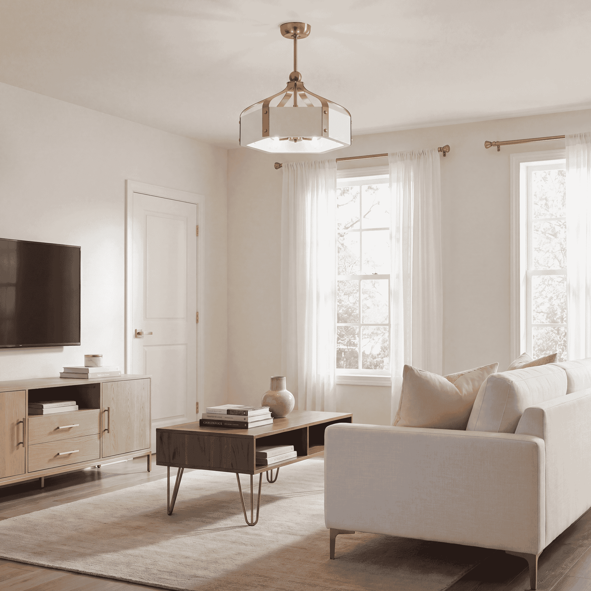 Sheffield 6-Light LED Fandelier in White with Warm Brass Accents