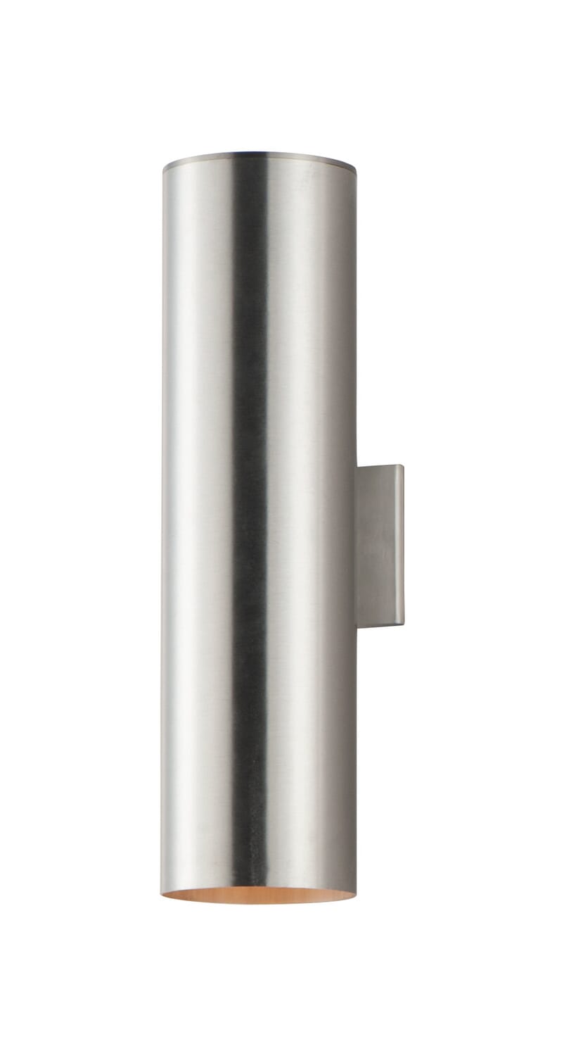 Brushed Aluminum Two Light Outdoor Wall Lantern from the Outpost Collection