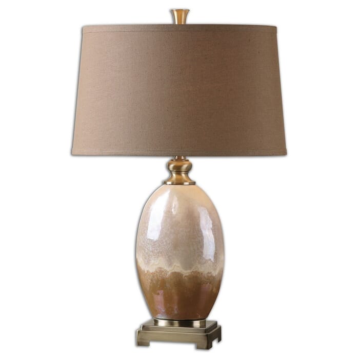 Uttermost Eadric Ivory/Rust Brown Table Lamp in Brushed Antique Gold Uttermost Eadric Ivory/Rust Brown Table Lamp in Brushed Antique Gold