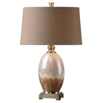 Uttermost Eadric Ivory/Rust Brown Table Lamp in Brushed Antique Gold
