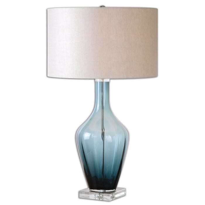 Uttermost Hagano 28.75" Glass Table Lamp in Dark Azure Blue Uttermost Hagano 28.75" Glass Table Lamp in Dark Azure Blue